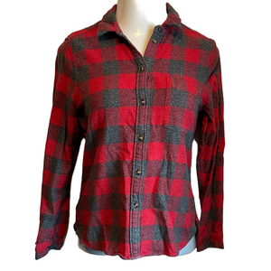 American Eagle Outfitters Red and Gray plaid Flannel Shirt